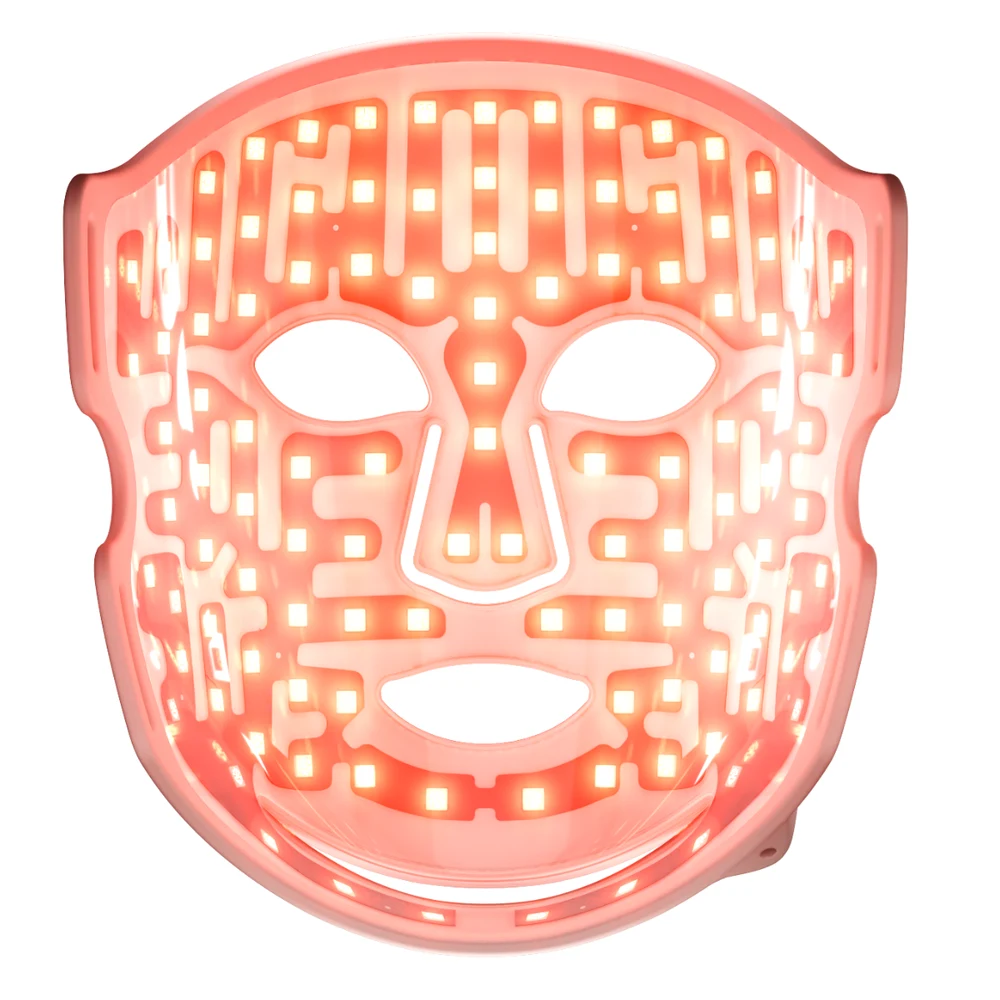 CurrentBody Skin LED Light Therapy Mask Series 2, showing the illuminated red LEDs on the inner panel